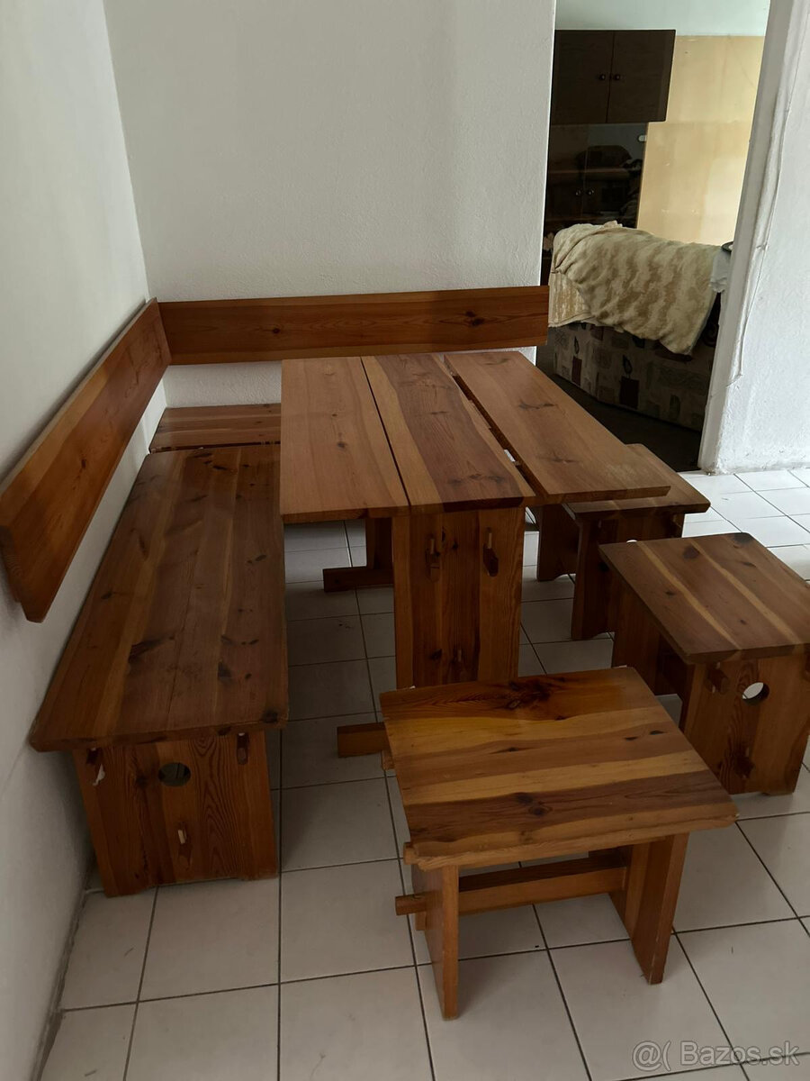 Sedenie - súprava do jedálne, alebo kuchyne, z masívu - 2
