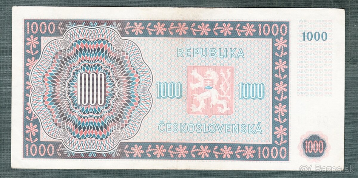 Staré bankovky 1000 kčs 1945 pěkný stav - 2