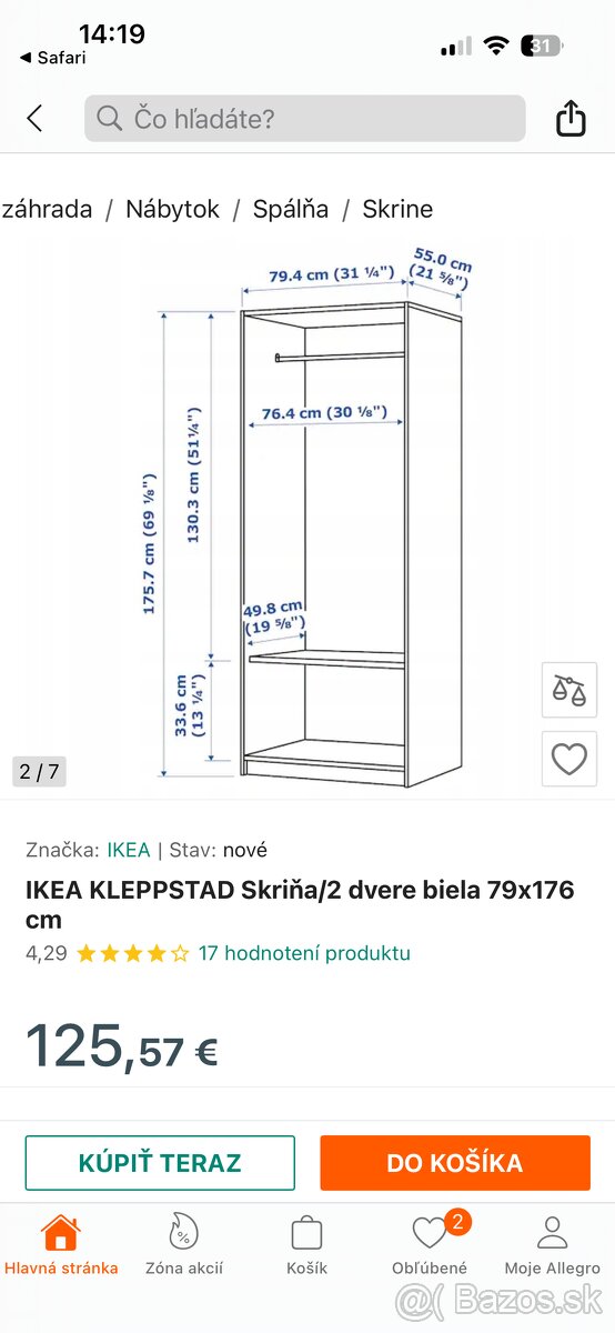 Ikea Skrina 2 dverova - 2
