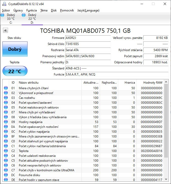 2.5" 750GB HDD Toshiba - 2