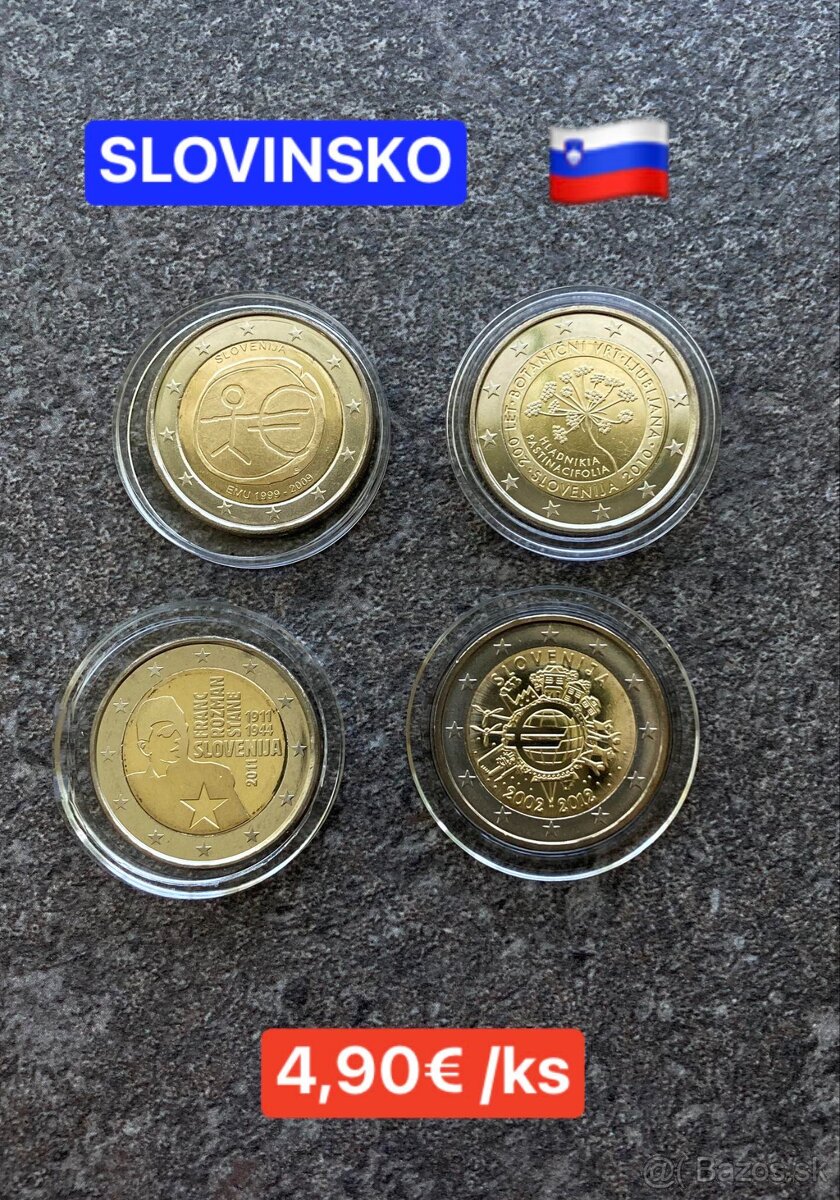Euromince - pamätné dvojeurové mince Slovinsko - 2