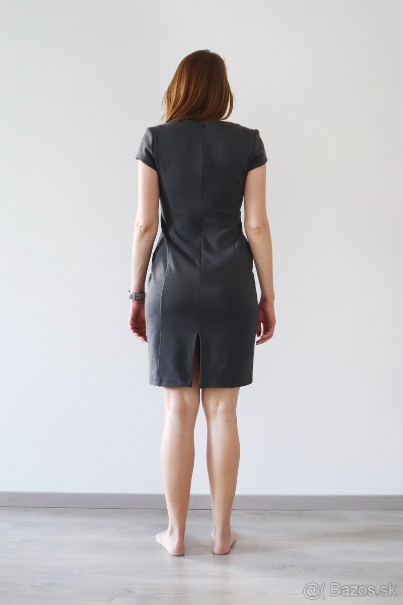 Tmavosivé business šaty - 2
