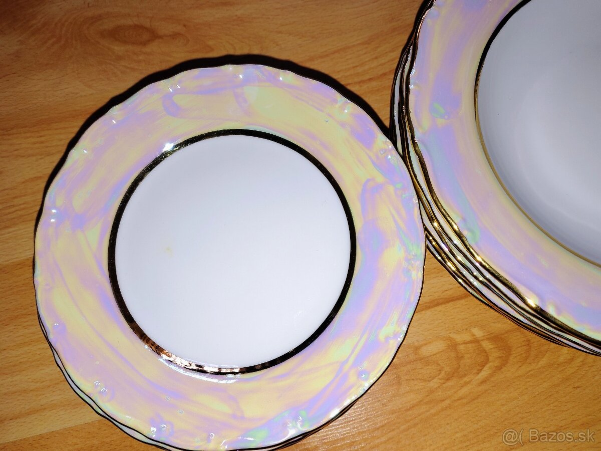 Porcelánová sada tanierov zlatý okraj - 2