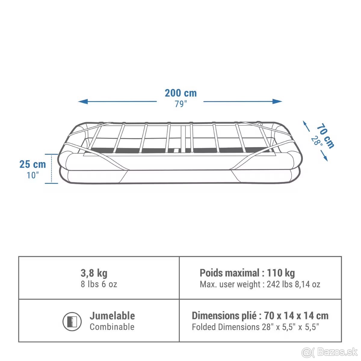 QUECHUA Nafukovacie kempingové lôžko Camp Bed Air 4ks - 2