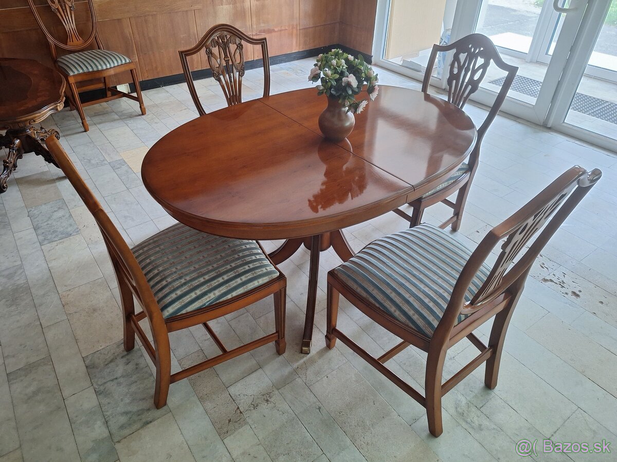 KVALITNÝ DREVENÝ ROZKLÁDACÍ STOL + 4 ŽIDLE VELMI DRAHÝ MODEL - 2