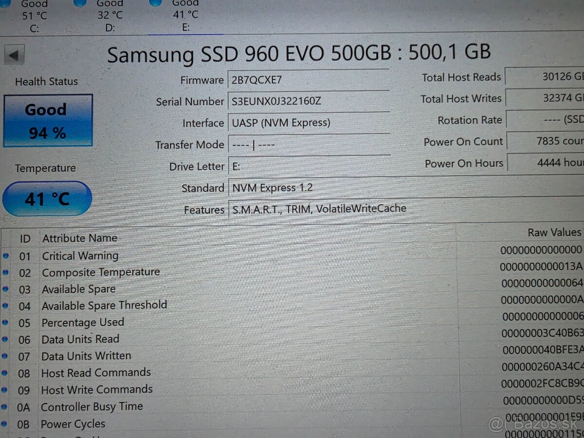 Predám 3 ks disky ssd nmve Samsung 1tb 500gb - 2