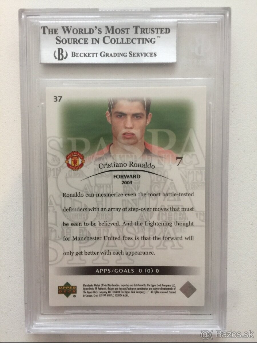 Karta Cristiano Ronaldo, 2004 SP Authentic, Beckett BGS 8.5 - 2