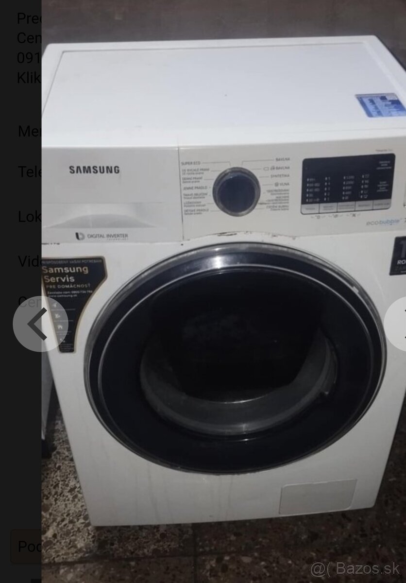 Predam práčka Samsung digitálne 7kg - 2
