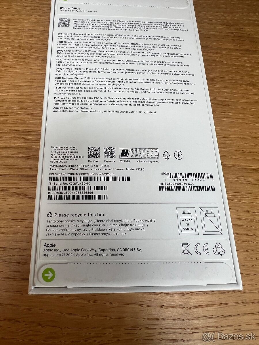 Predám iPhone 16 PLUS 128GB, TOP, ZARUKA, NEROZBALENY - 2