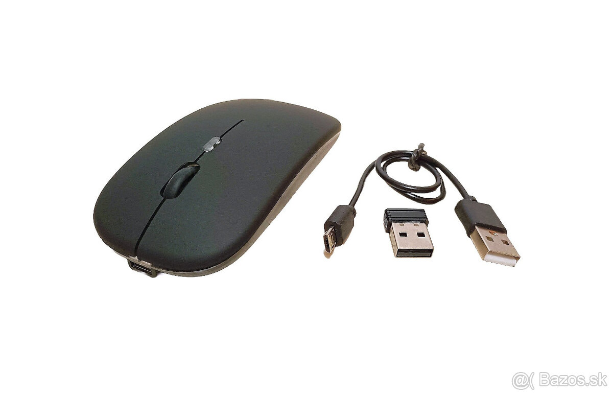 Bezdrôtová nabíjateľná bluetooth myš s podsvietením - čierna - 2