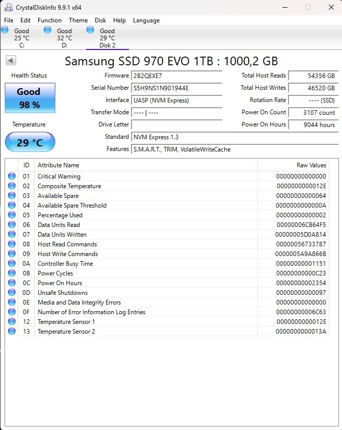 Predám SSD M.2 Samsung 970 EVO 1TB - 2