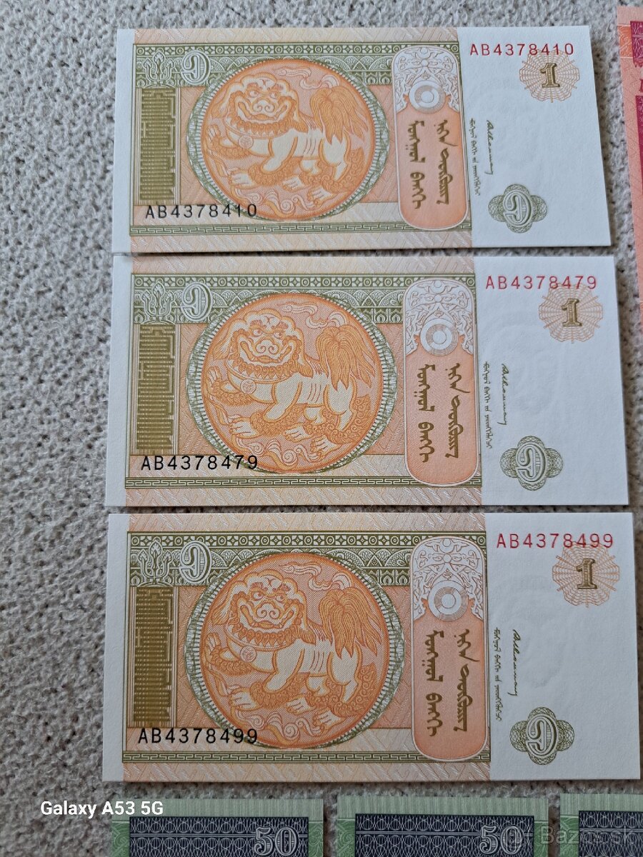 Mongolsko bankovky. 11ks UNC - 2