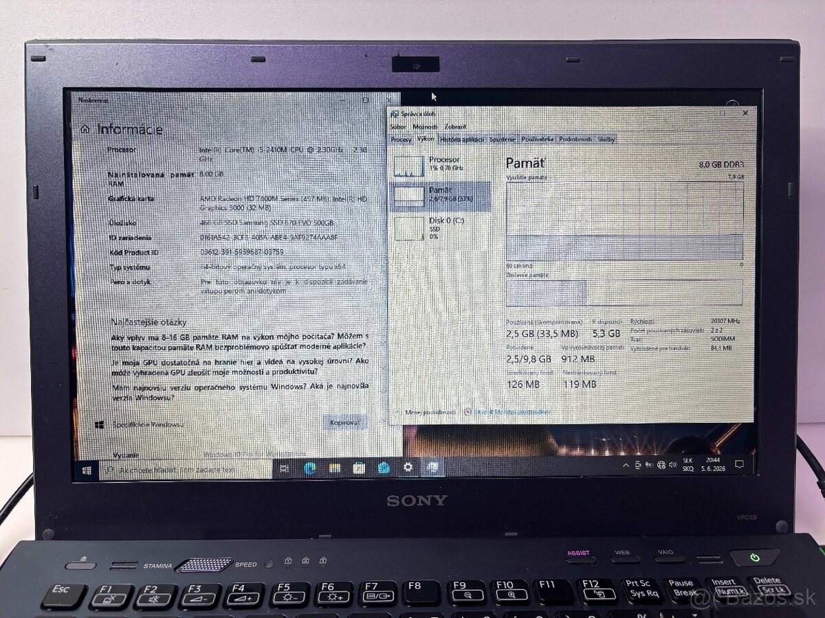 Sony VAIO VPCSB | 500GB SSD | 8GB RAM | Windows 10 Pro - 2