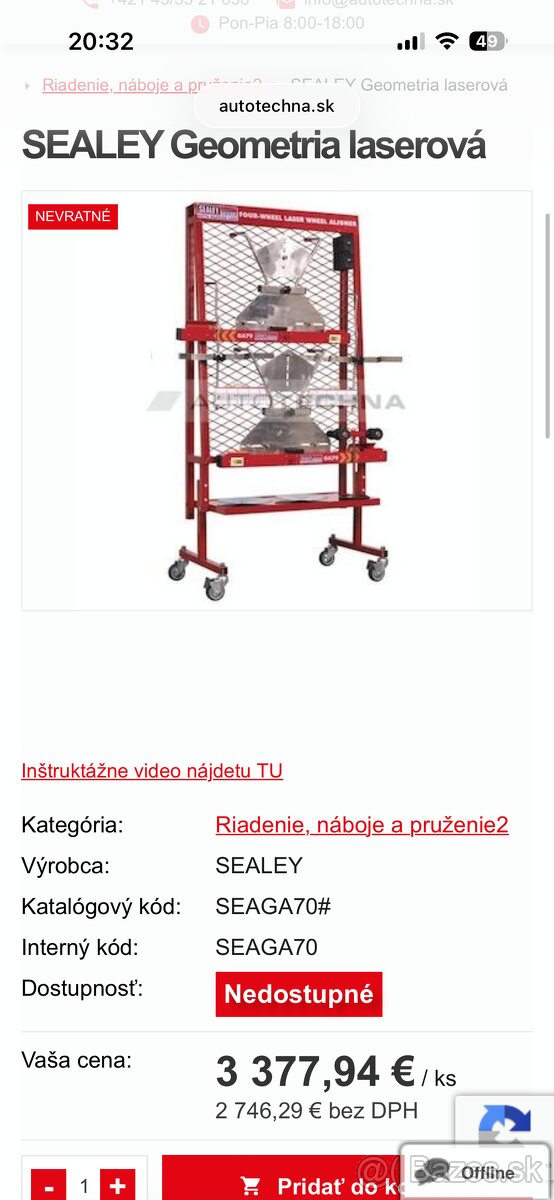 SEALEY Geometria laserová - 2