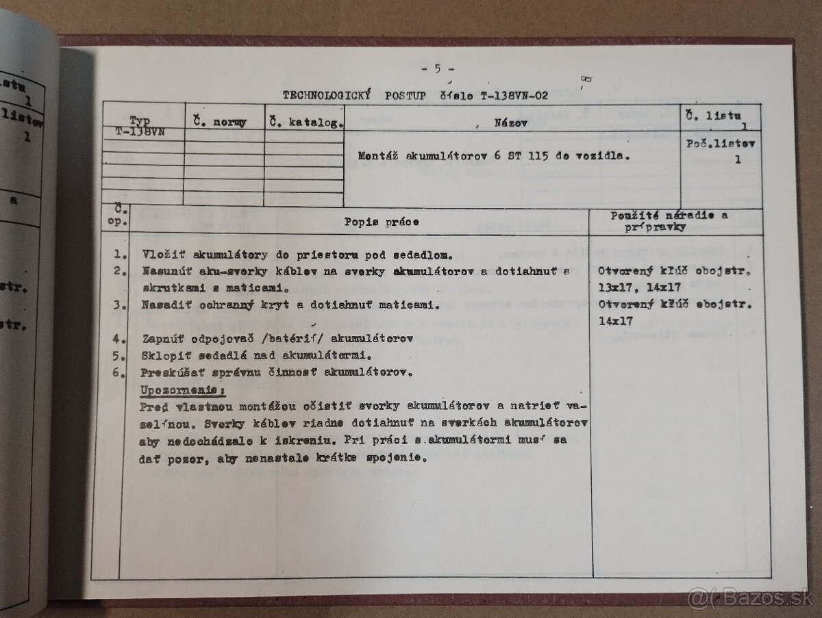 Tatra 138 technologické postupy opráv elektro - 2