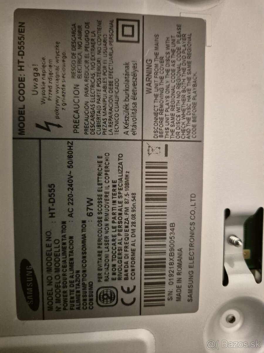 Predám domáce kino SAMSUNG HT-D555 - 2