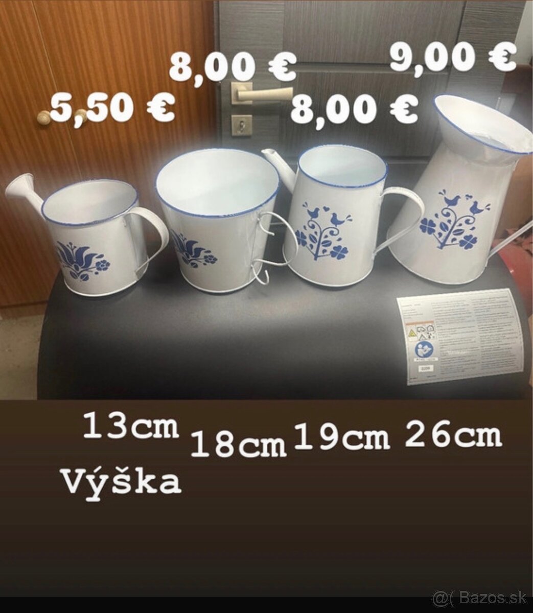 Nádoby ozdobné váza biela plechova - 2