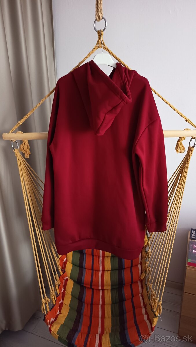 Dámska predĺžená mikina Xl nová bordová - 2