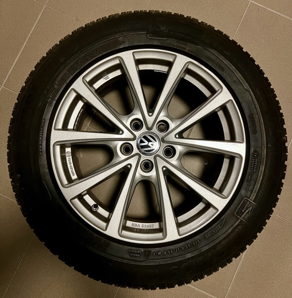 Zimné pneu s alu diskami 215/65/R17 99H aj so snímačmi tlaku - 2