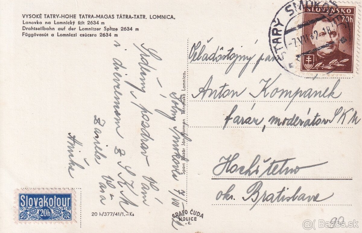 Staré pohľadnice Vysoké Tatry, lanovka - 2