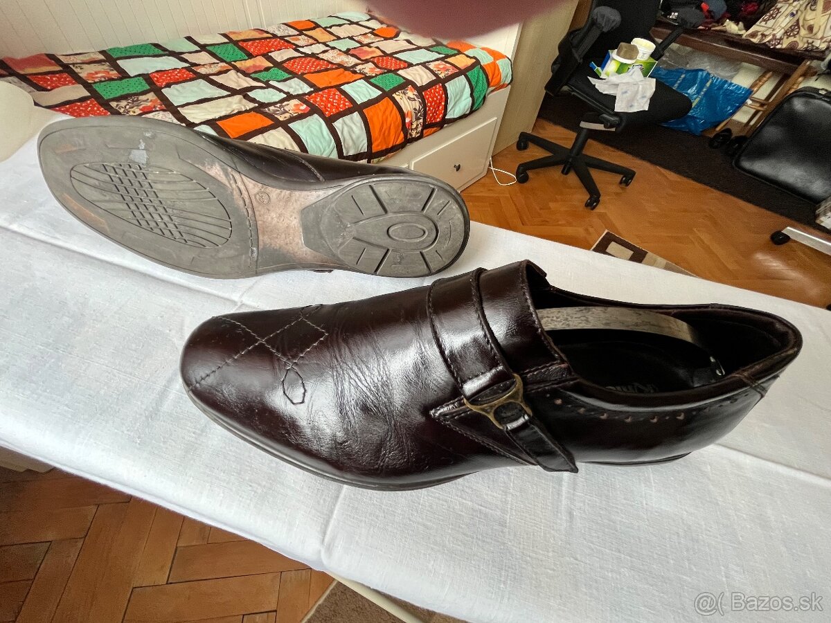 Hnedé kožené poltopánky - 2