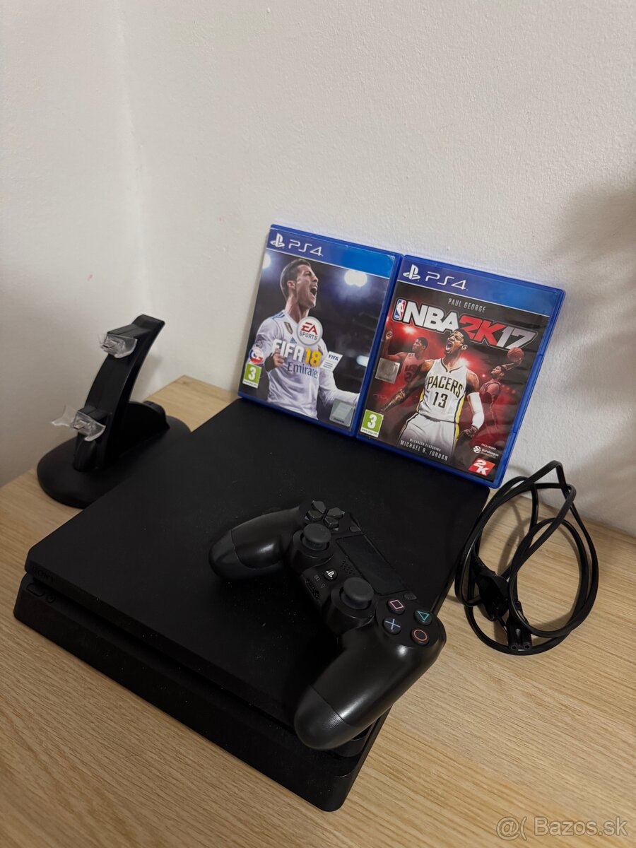 Playstation 4 slim 1000gb + ovladac + 2 hry (fifa,NBA) - 2