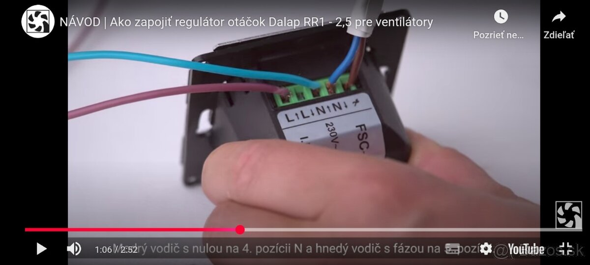 Triakový regulátor otáčok pre ventilátory na stenu Dalap RR1 - 2