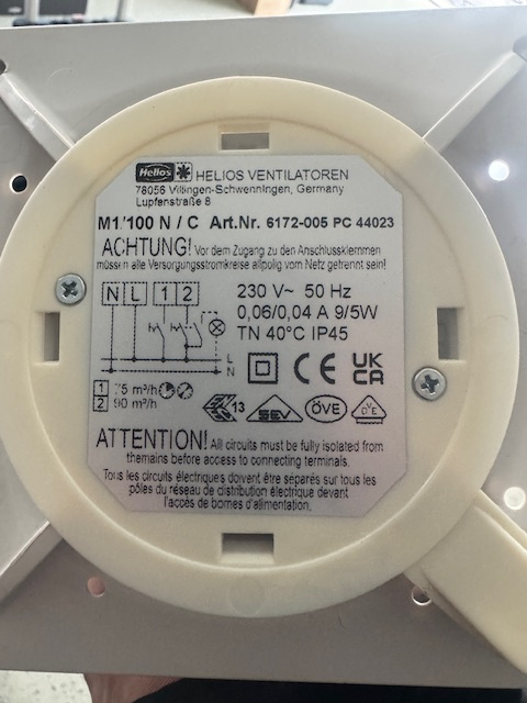 Helios ventilator M1/100 - 2