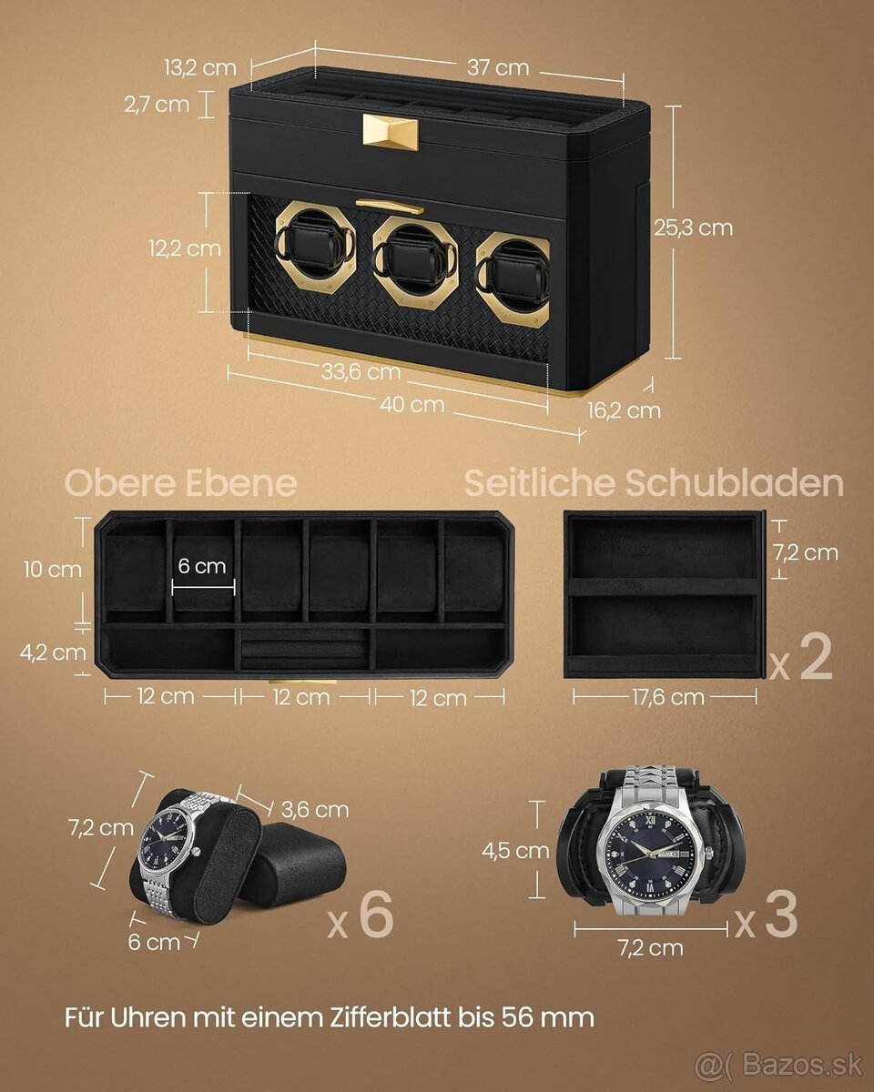 SONGMICS HOME Ronne – Box na 9 hodiniek, čierny, nový - 2