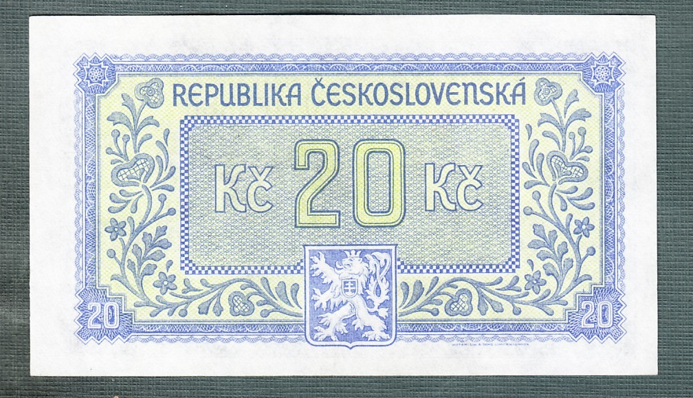 Staré bankovky 20 kčs 1945 bezvadný stav UNC - 2