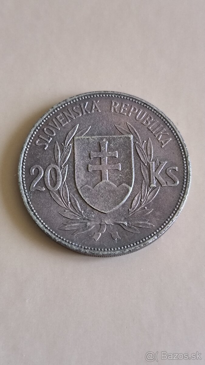 20 KS - Korún - Slovensko - TISO - 1939 - PATINA - 2