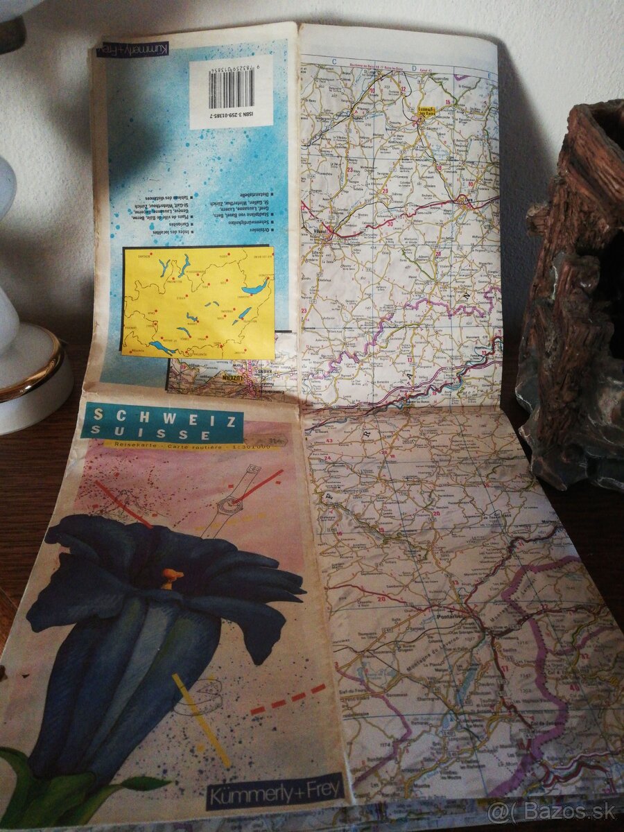 Stará cestovná mapa Švajčiarska - 2