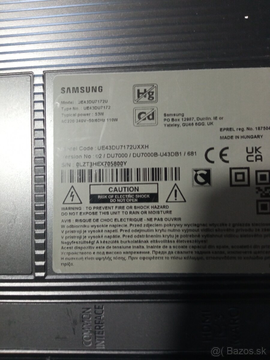 Predám TV Samsung UE43DU7172UXXH - 2