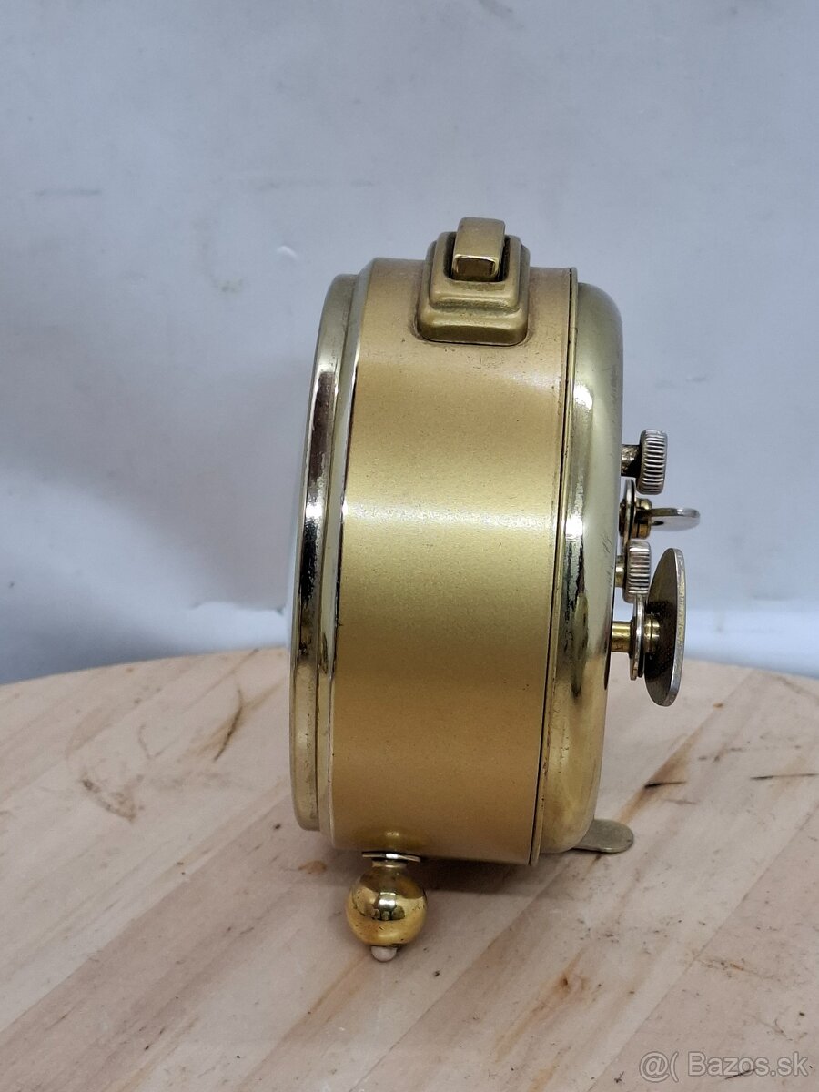 Predám funkčný budík JUNGHANS TRIVOX s predzvánaním zlatá fa - 2