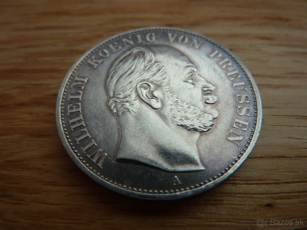 Vzácny nemecký toliar 1871 A Wilhelm I. v krásnom stave - 2