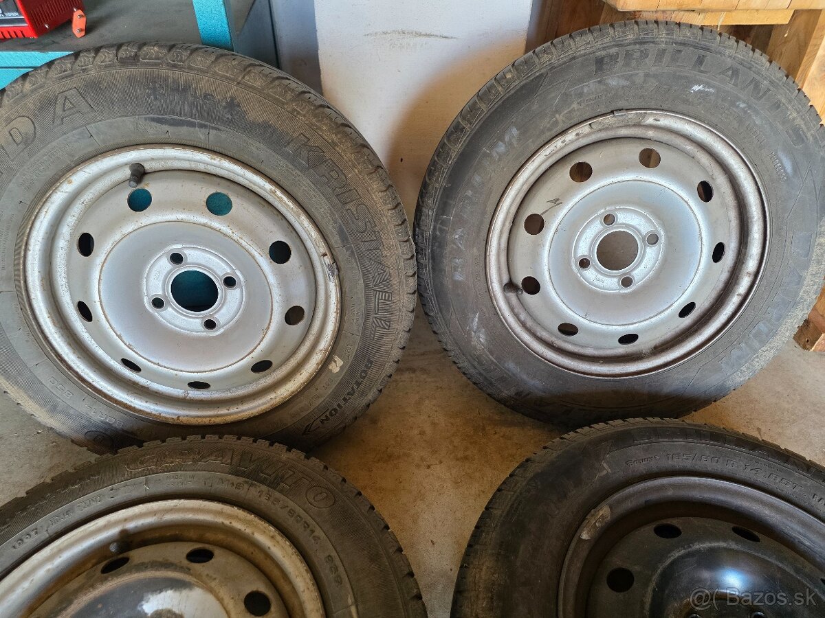 4 oceľové disky s pneu 165/80 R14 - 2