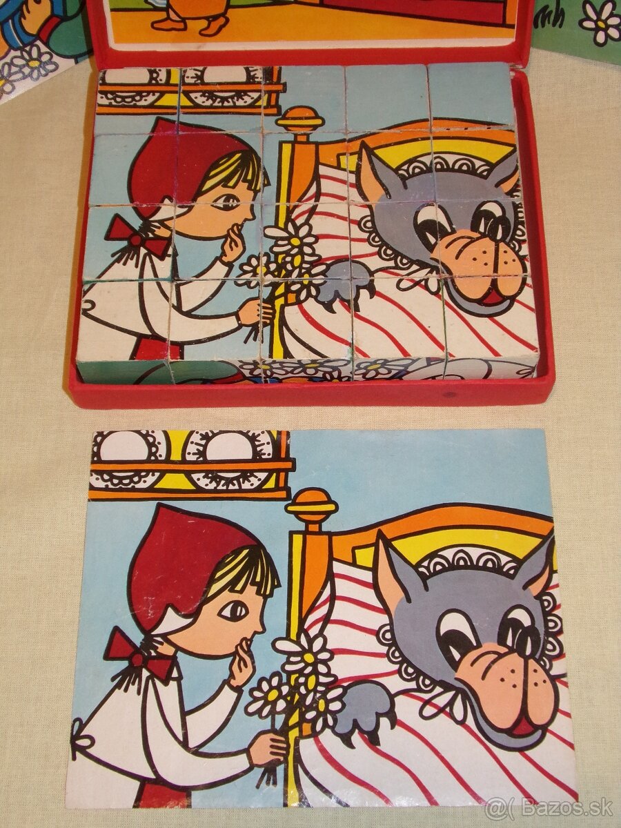 Retro obrázkové kocky ČERVENÁ ČIAPOČKA - 2