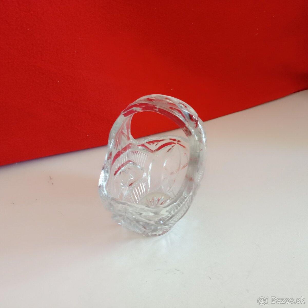 Milý vintage košík - liate sklo - 2