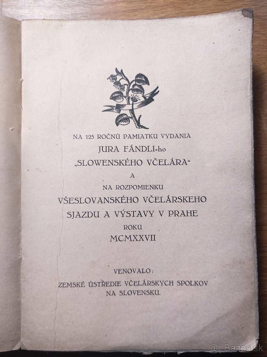 Kniha o včelárstve pamätnosti včelárstva slovenského - 2