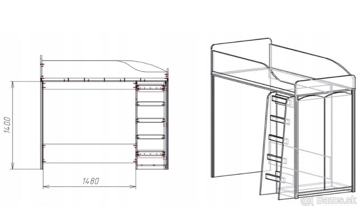 Poschodová postel pre jedného - 2