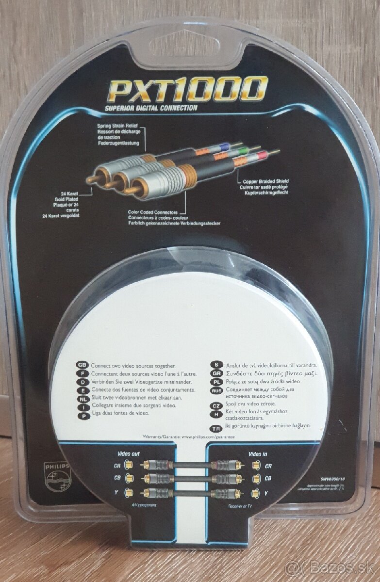Predám nové zlaté 24k YUV/RGB cinch káble Philips SWV6350/10 - 2