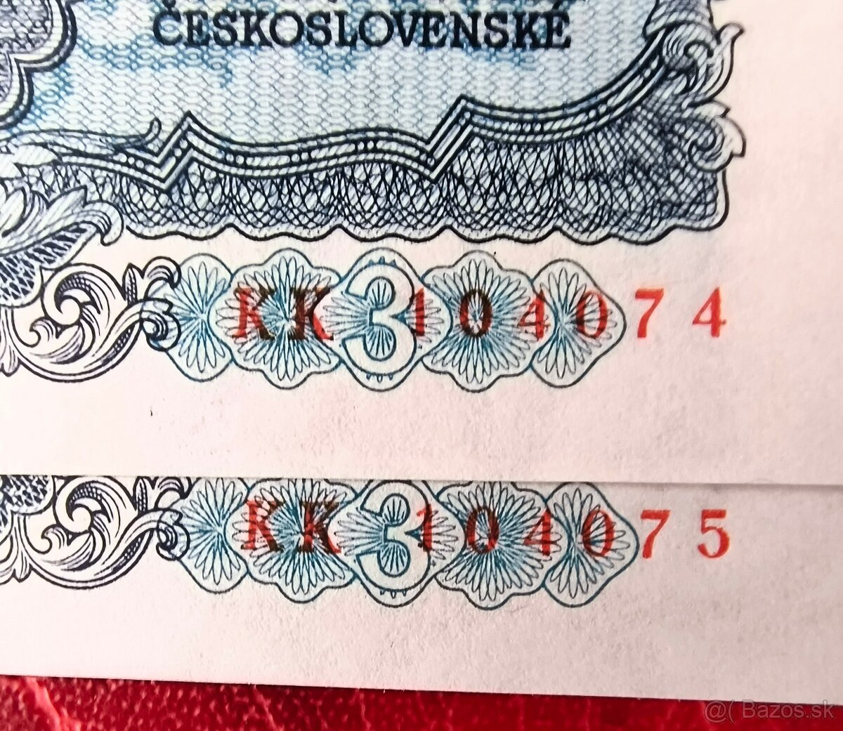3-Kčs-1953 UNC čisla idúce po sebe - 2