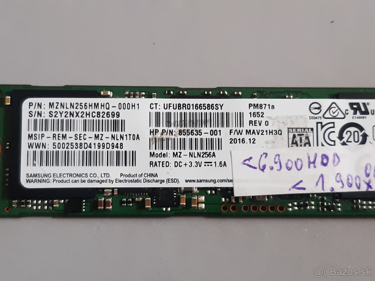 SSD 256GB M.2 SATA SAMSUNG PM871a 80mm - 2
