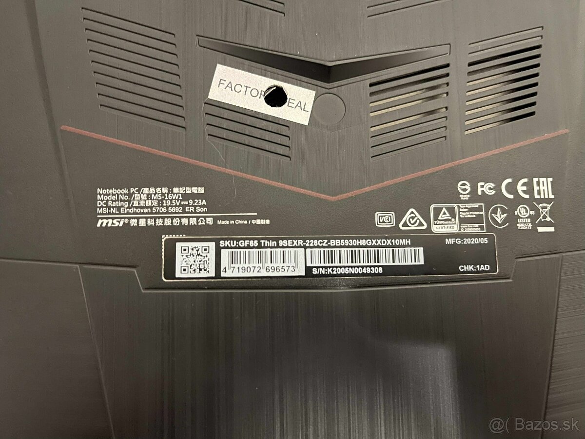 MSI GF65 Thin na diely - 2