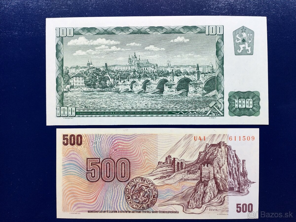 bankovky ČSSR 100Kčs, 500Kčs UNC - 2