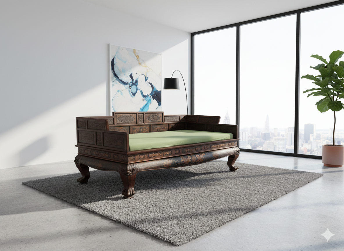 Unikátna starožitná čínska posteľ - 2