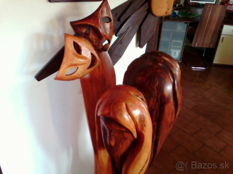 Dřevěná socha - Divadelní můzy - 2