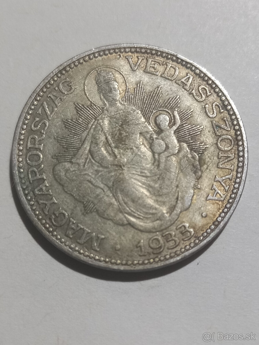 Strieborne 2 PENGO 1933,regentské(Pengő) - 2