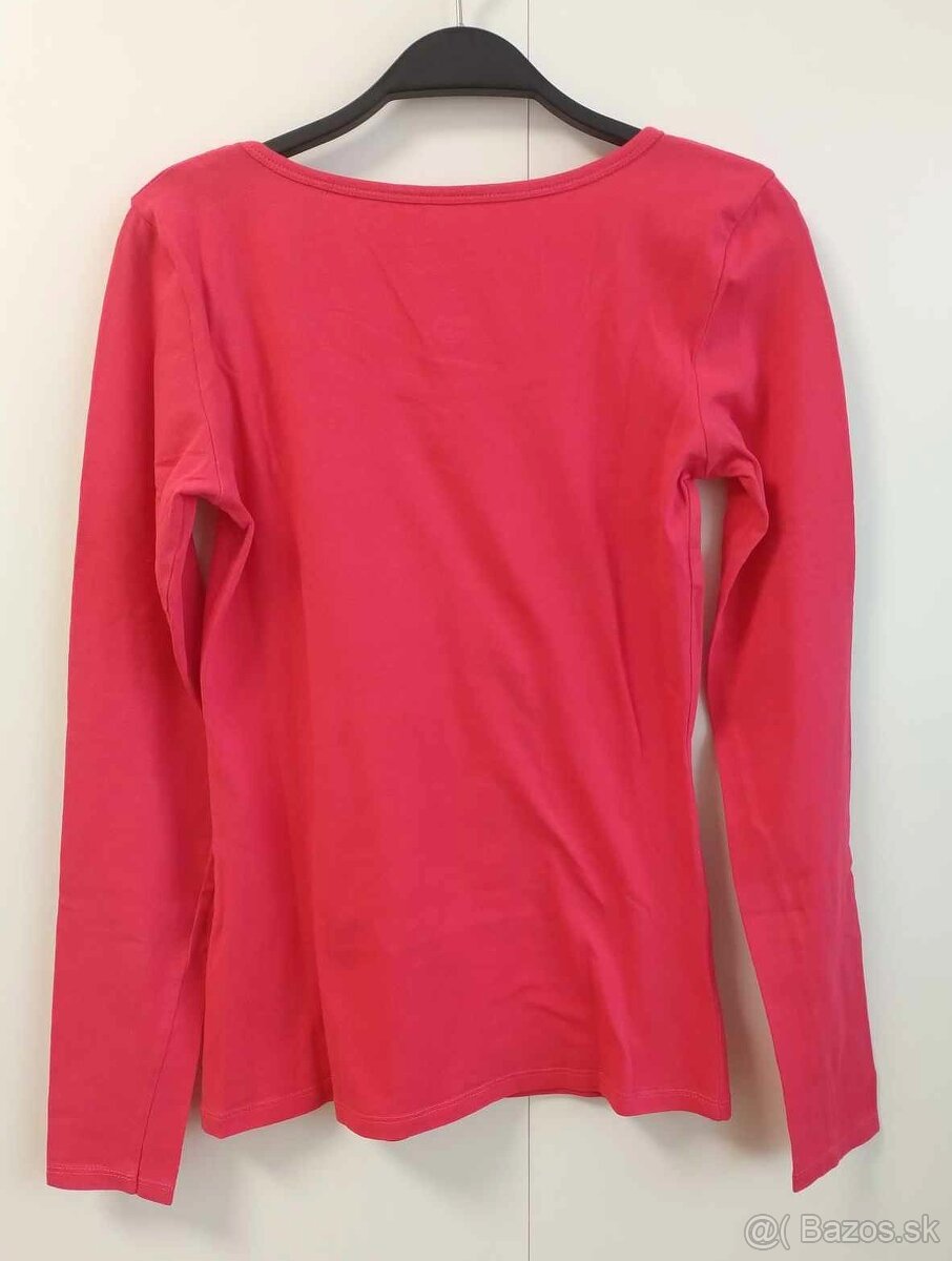 Dámske červené/vínovo červené tričko s dlhým rukávom - 2