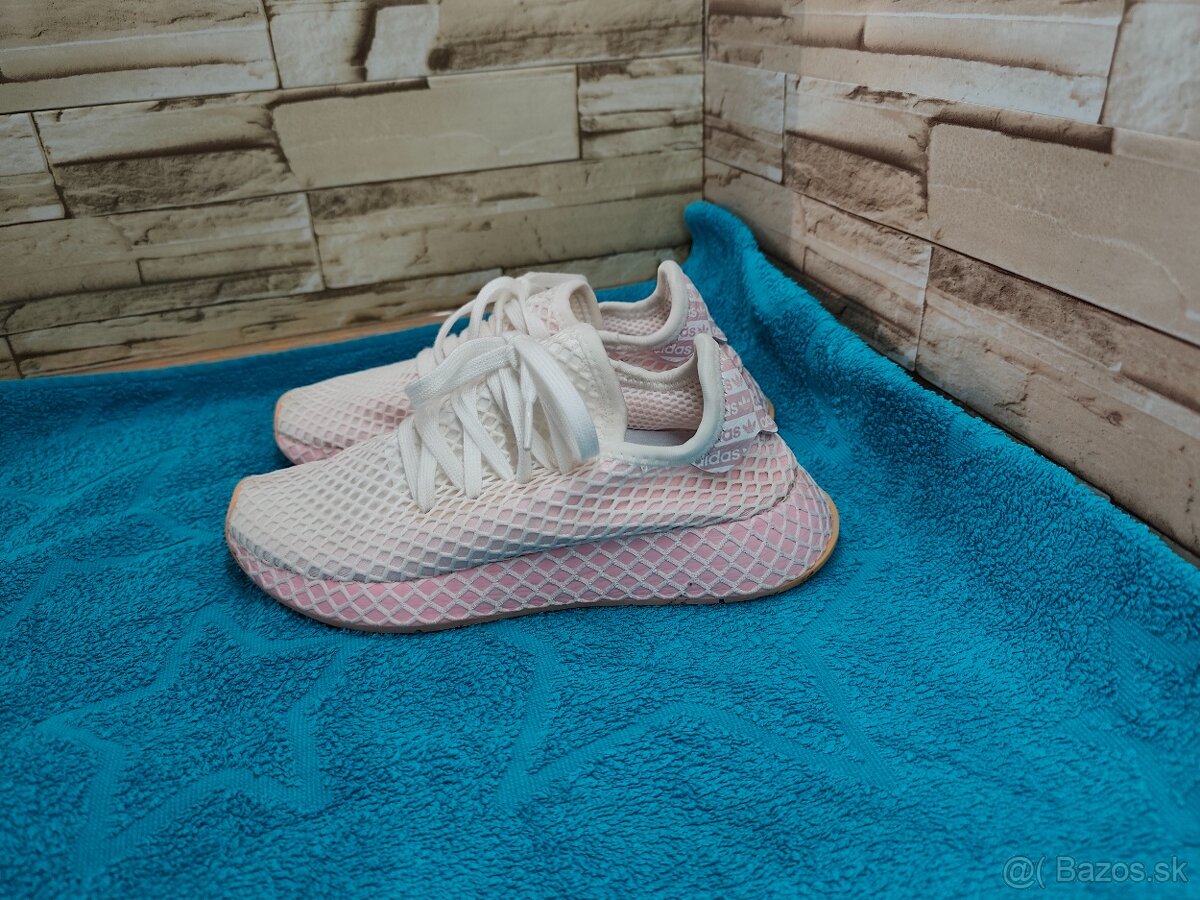 Adidas 36 2/3 - dámske ružovo biele deerupt tenisky - 2